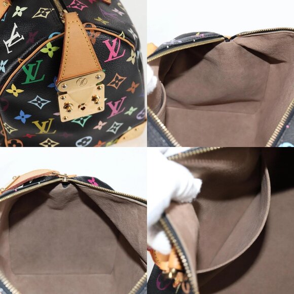LOUIS VUITTON Monogram Multicolor Speedy 30 Hand Bag Black M92642 Auth 128856V - Picture 16 of 16